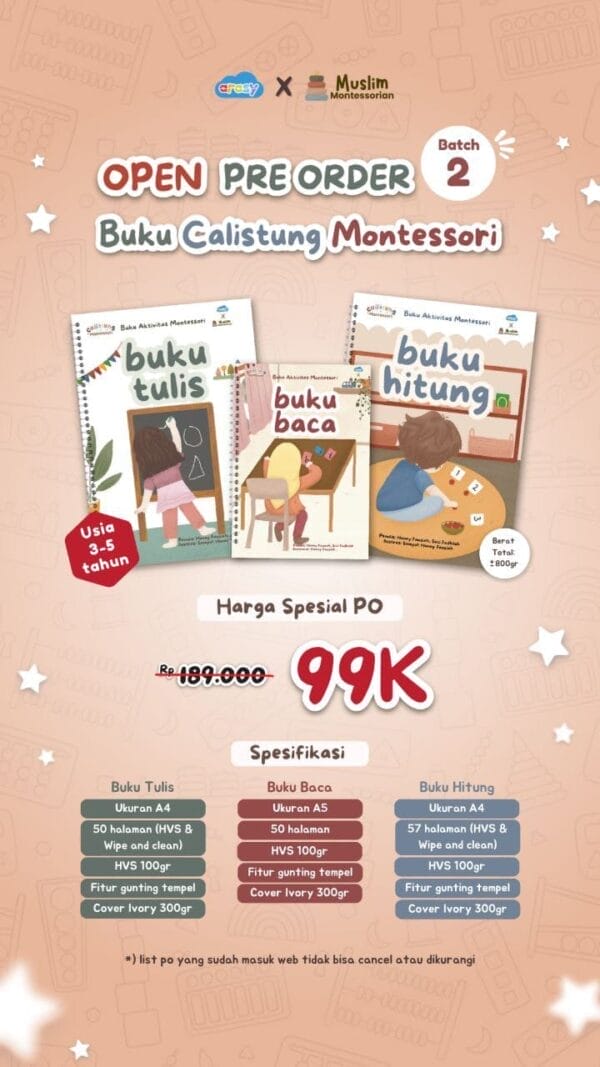 Buku Anak Calistung Montessori Arasy